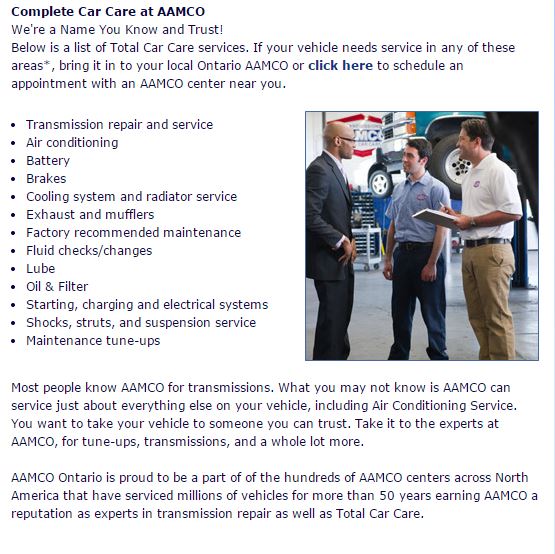 AAMCO TRANSMISSIONS Flyer Mall